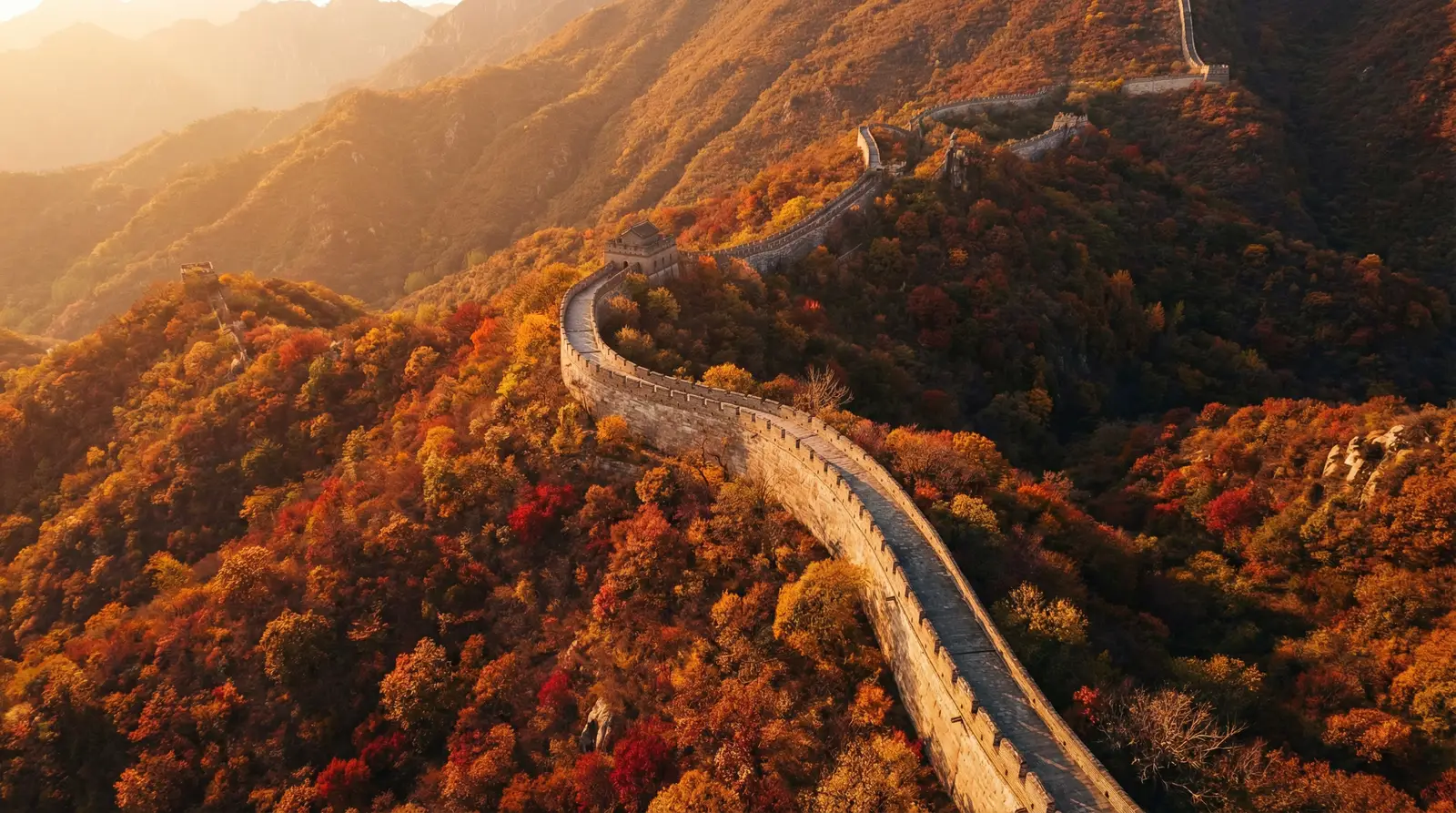 无颜之月增删带翻译樱花 秋日长城航拍全景